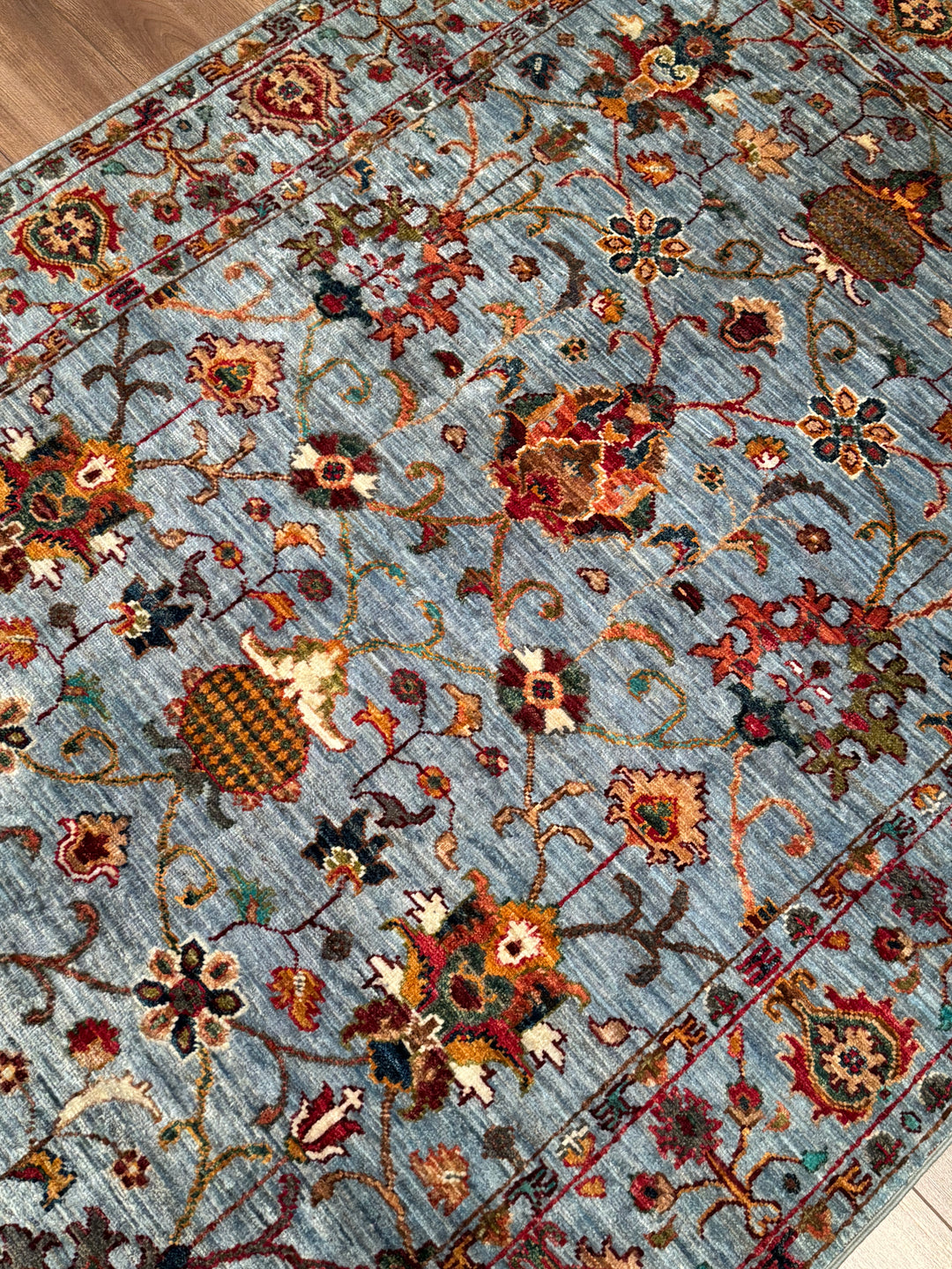 سجادة سلطاني بينبيرجيسي الأصلية المصنوعة يدويًا من الصوف الرمادي المصبوغ بالجذور 120 × 183 سم 2.20 متر مربع - 4 × 6 قدم 