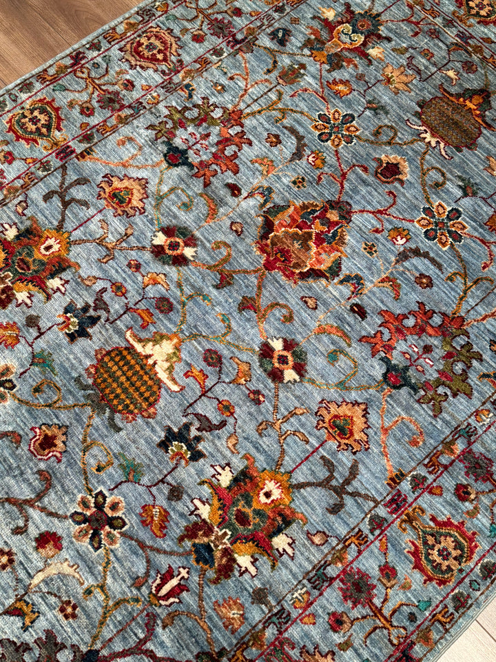 سجادة سلطاني بينبيرجيسي الأصلية المصنوعة يدويًا من الصوف الرمادي المصبوغ بالجذور 120 × 183 سم 2.20 متر مربع - 4 × 6 قدم 