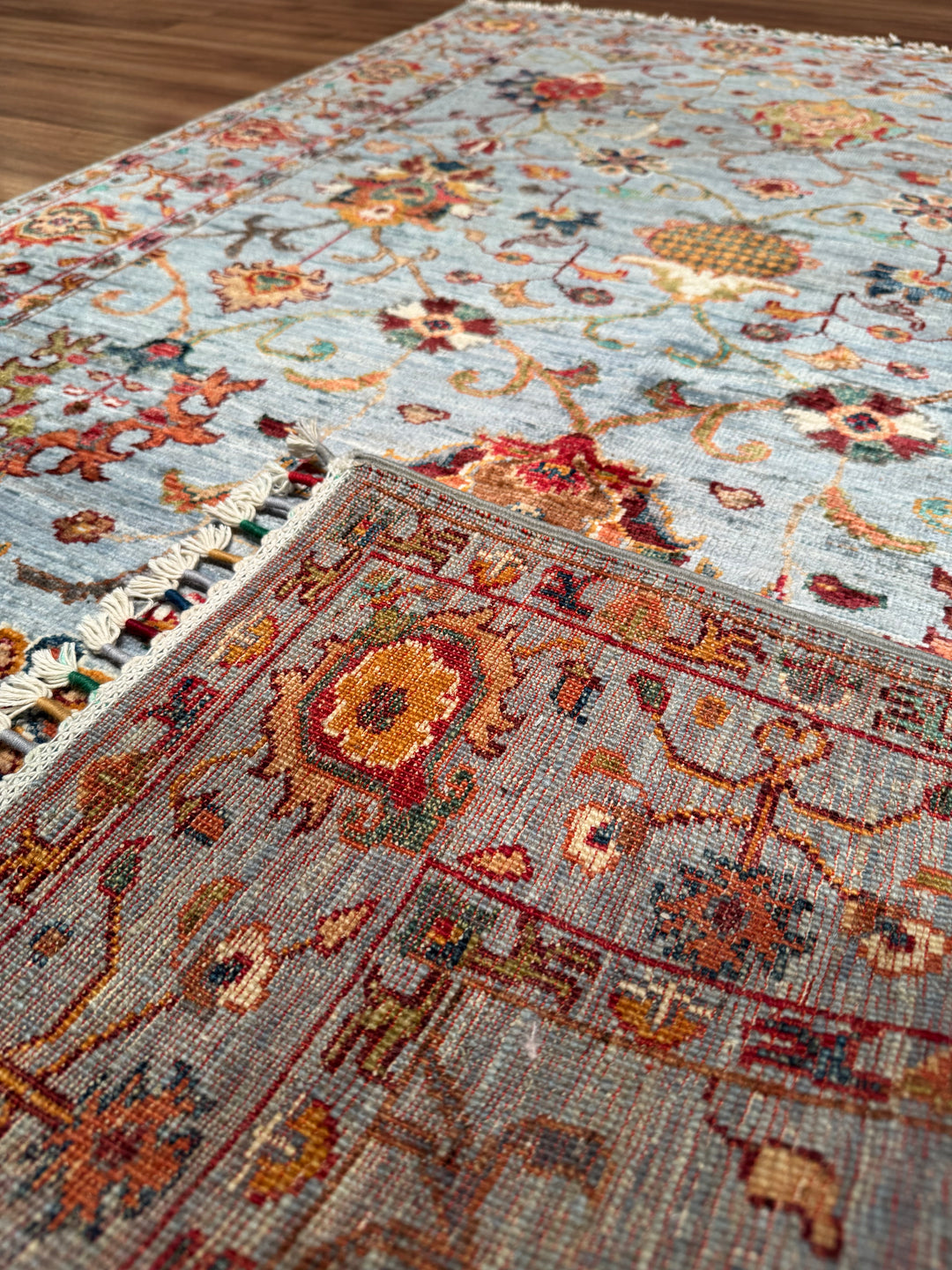 سجادة سلطاني بينبيرجيسي الأصلية المصنوعة يدويًا من الصوف الرمادي المصبوغ بالجذور 120 × 183 سم 2.20 متر مربع - 4 × 6 قدم 