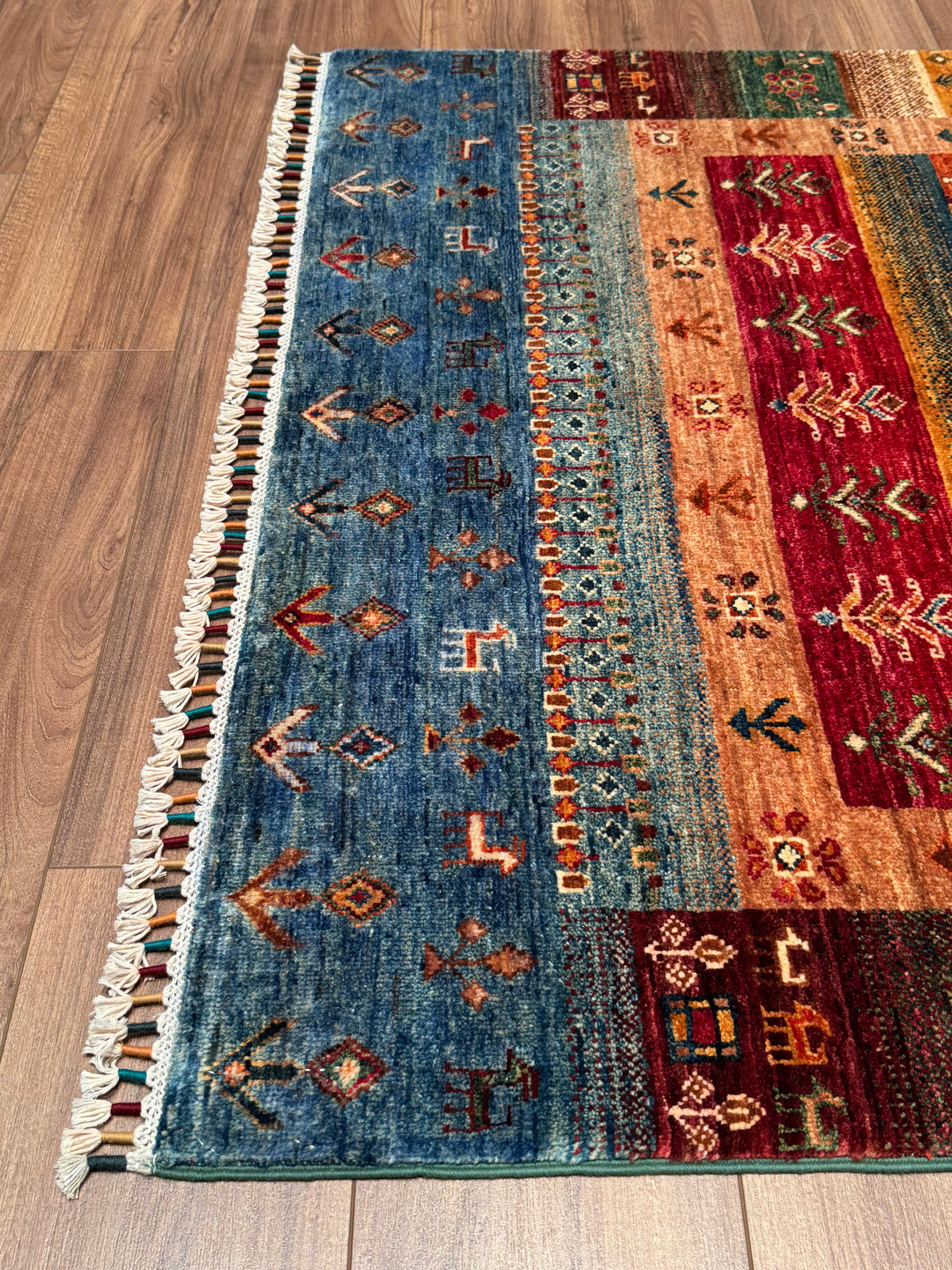 سجادة صوف أصلية من خورجين غابي، منقوشة يدويًا، متعددة الجذور، 120×180، 2.16 متر مربع - 4×6 قدم 