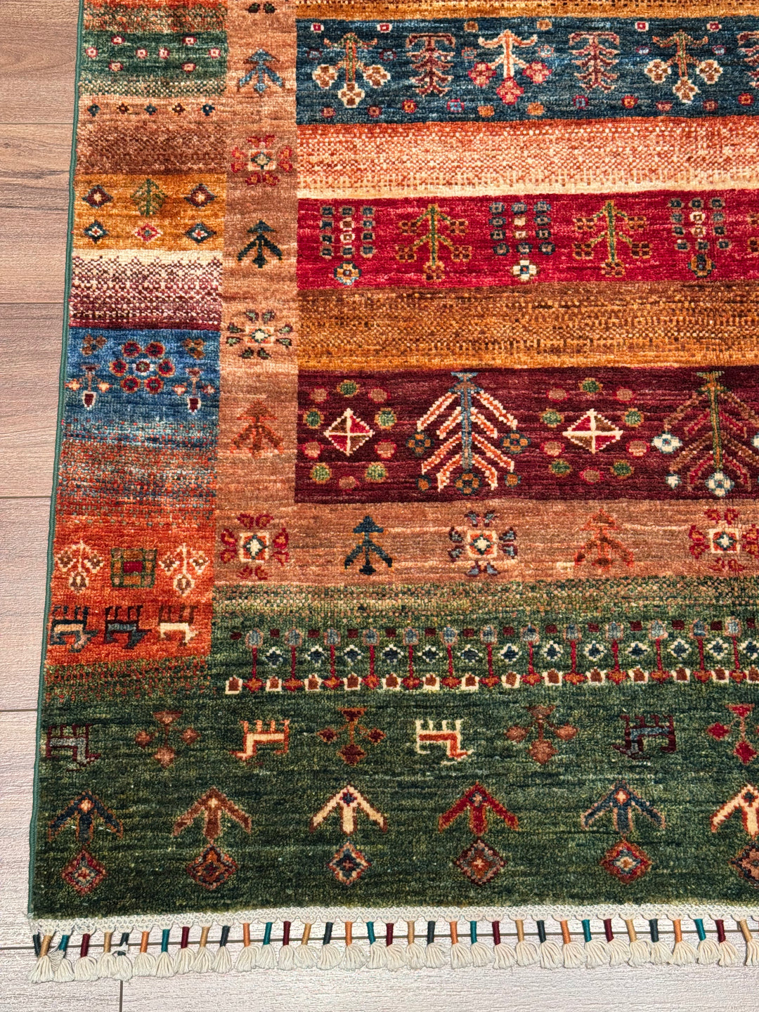 سجادة صوف أصلية من خورجين غابي، منقوشة يدويًا، متعددة الجذور، 120×180، 2.16 متر مربع - 4×6 قدم 