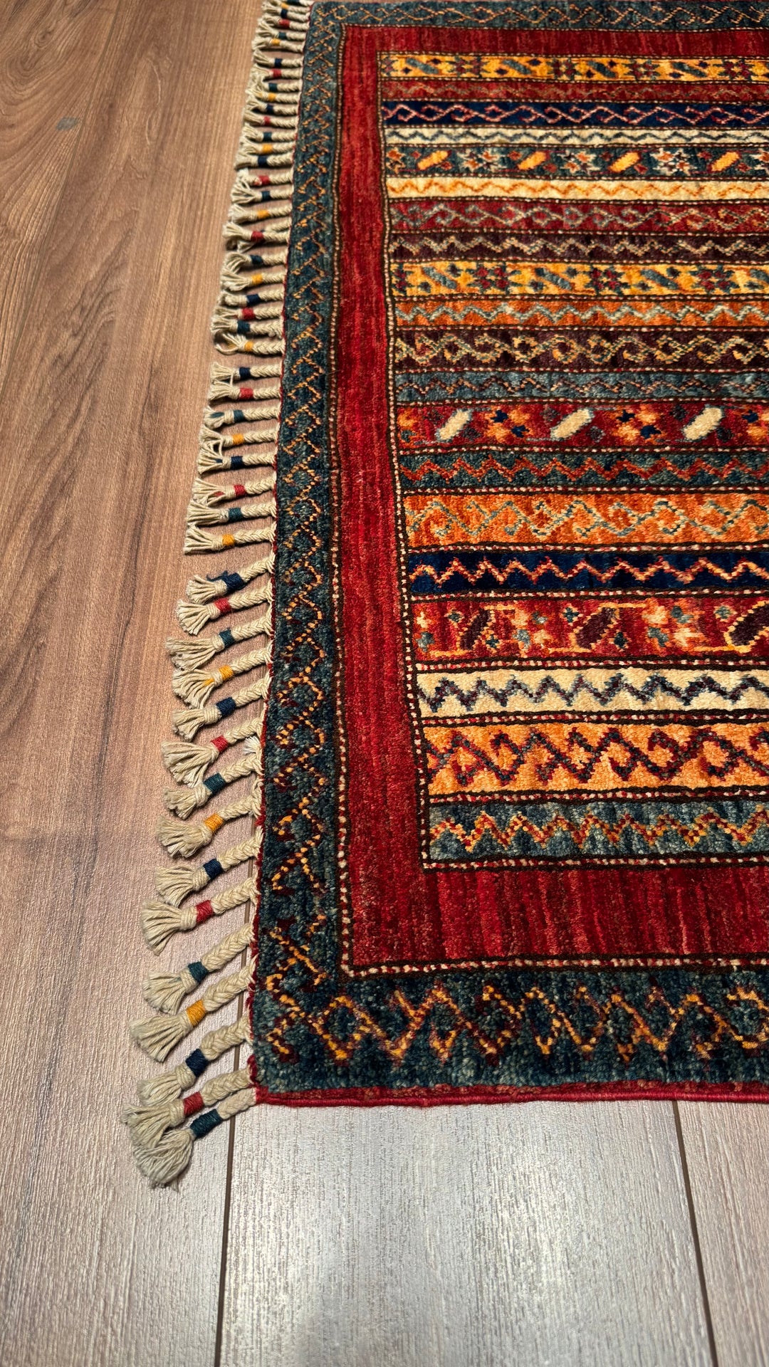 Shawl Original Hand Woven Red Vegetable Dyed Wool Carpet 102x152 1.55 Square Meters -3x5 ft