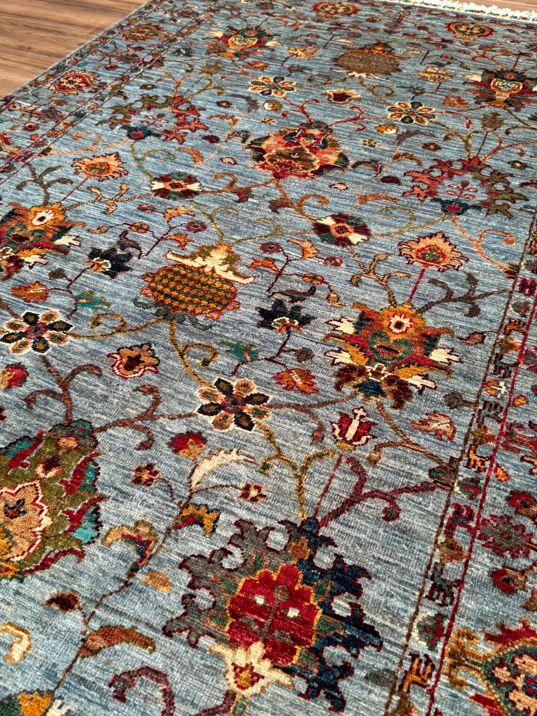 Sultani Binbirgece Orijinal El Dokuması Gri Kök Boya Yün Halı 120x184 2.21 Metrekare - 4x6 ft