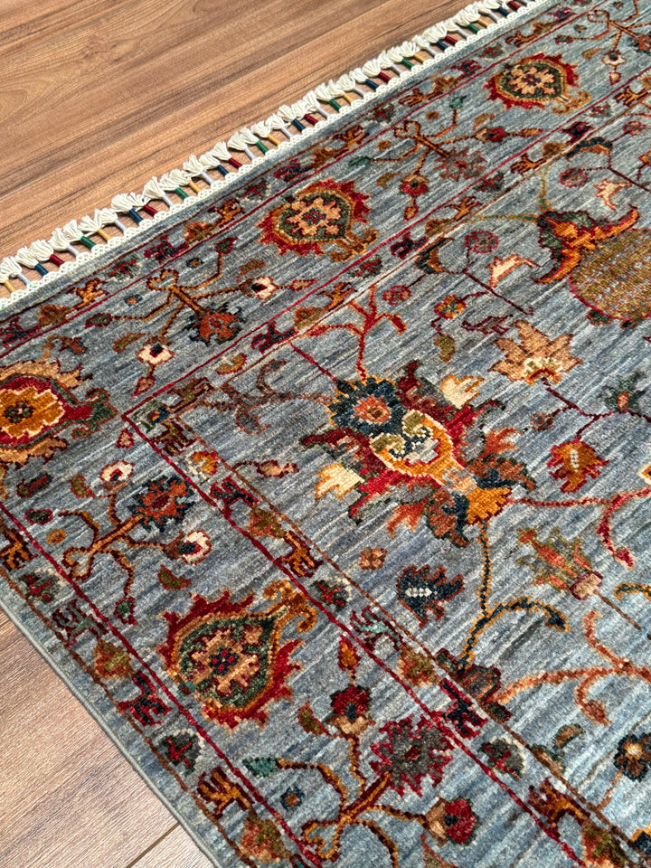 Sultani Binbirgece Orijinal El Dokuması Gri Kök Boya Yün Halı 120x184 2.21 Metrekare - 4x6 ft