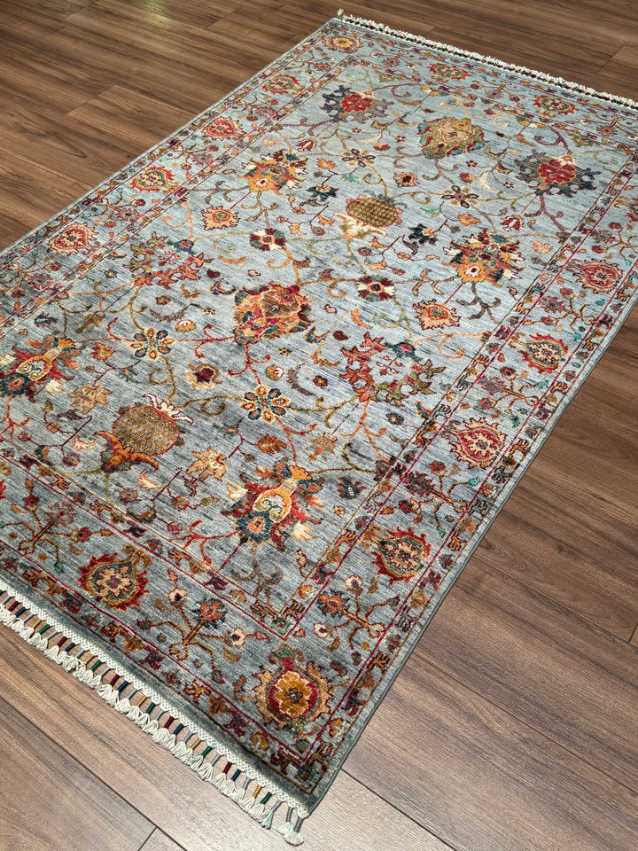Sultani Binbirgece Orijinal El Dokuması Gri Kök Boya Yün Halı 120x184 2.21 Metrekare - 4x6 ft