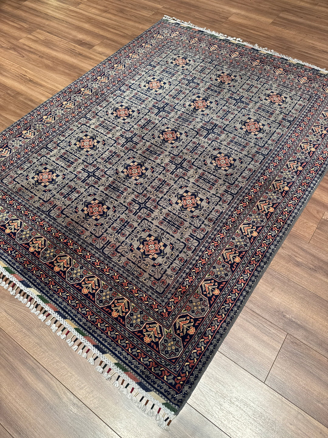 Afgan Halısı Hamyap Orijinal El Dokuması Kök Boya Yün 151x195 2.94 Metrekare - 5x6 ft