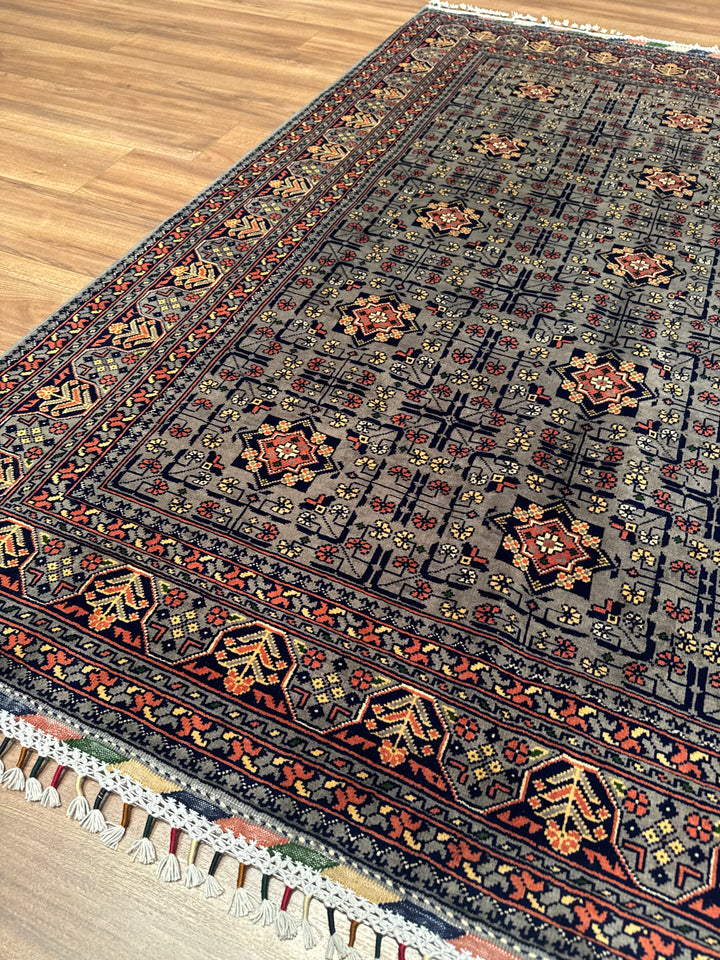 Afgan Halısı Hamyap Orijinal El Dokuması Kök Boya Yün 151x195 2.94 Metrekare - 5x6 ft