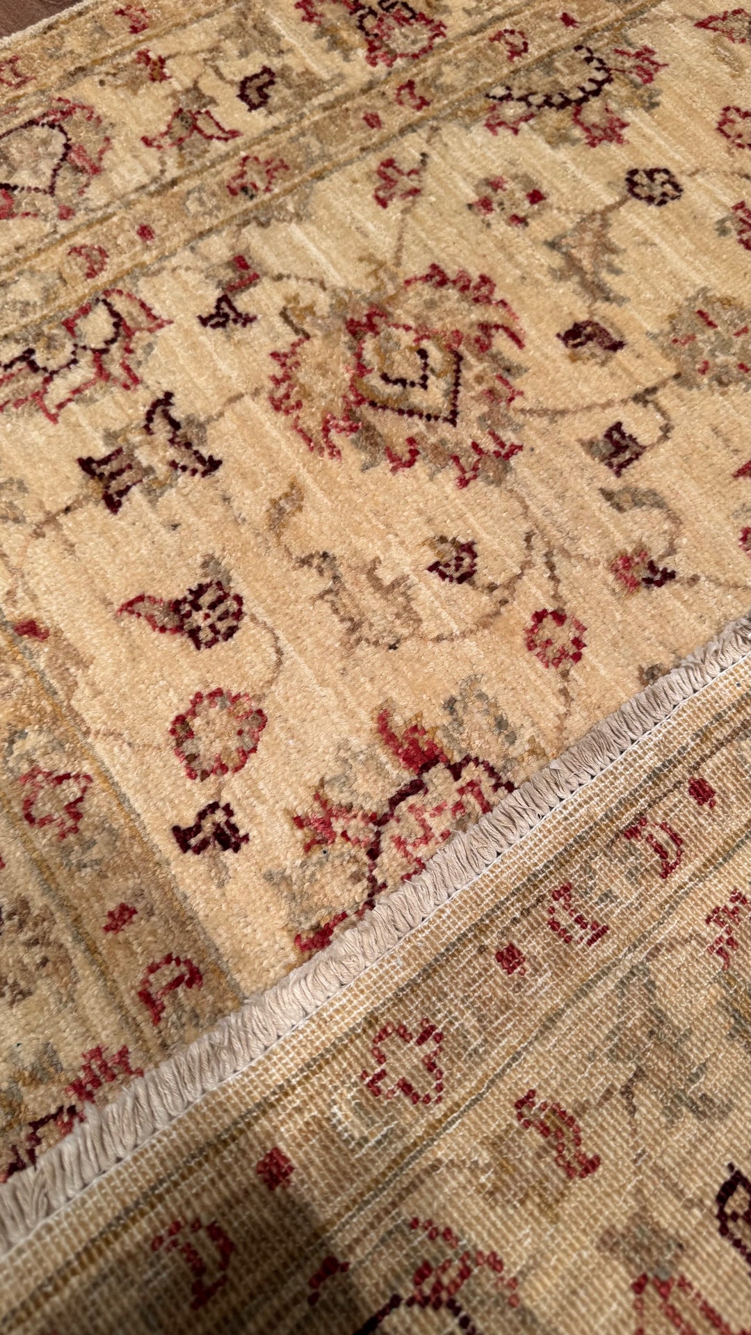 Uşak Original Hand Woven Cream Vegetable Dyed Wool Carpet 101x153 1.55 Square Meters - 3x5 ft