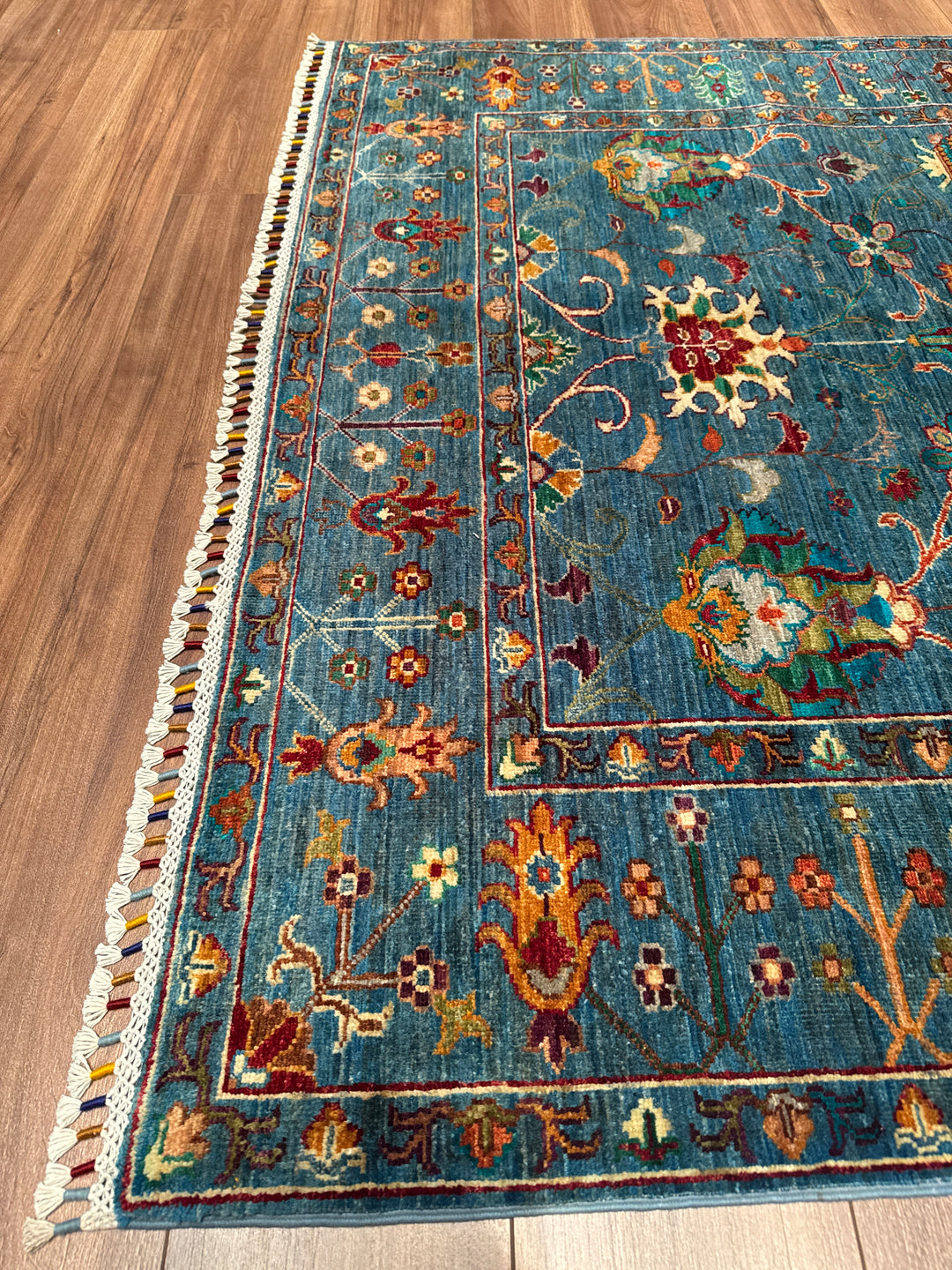 Sultani Binbirgece Orijinal El Dokuması Mavi Kök Boya Yün Halı 152x182 2.77 Metrekare - 5x6 ft