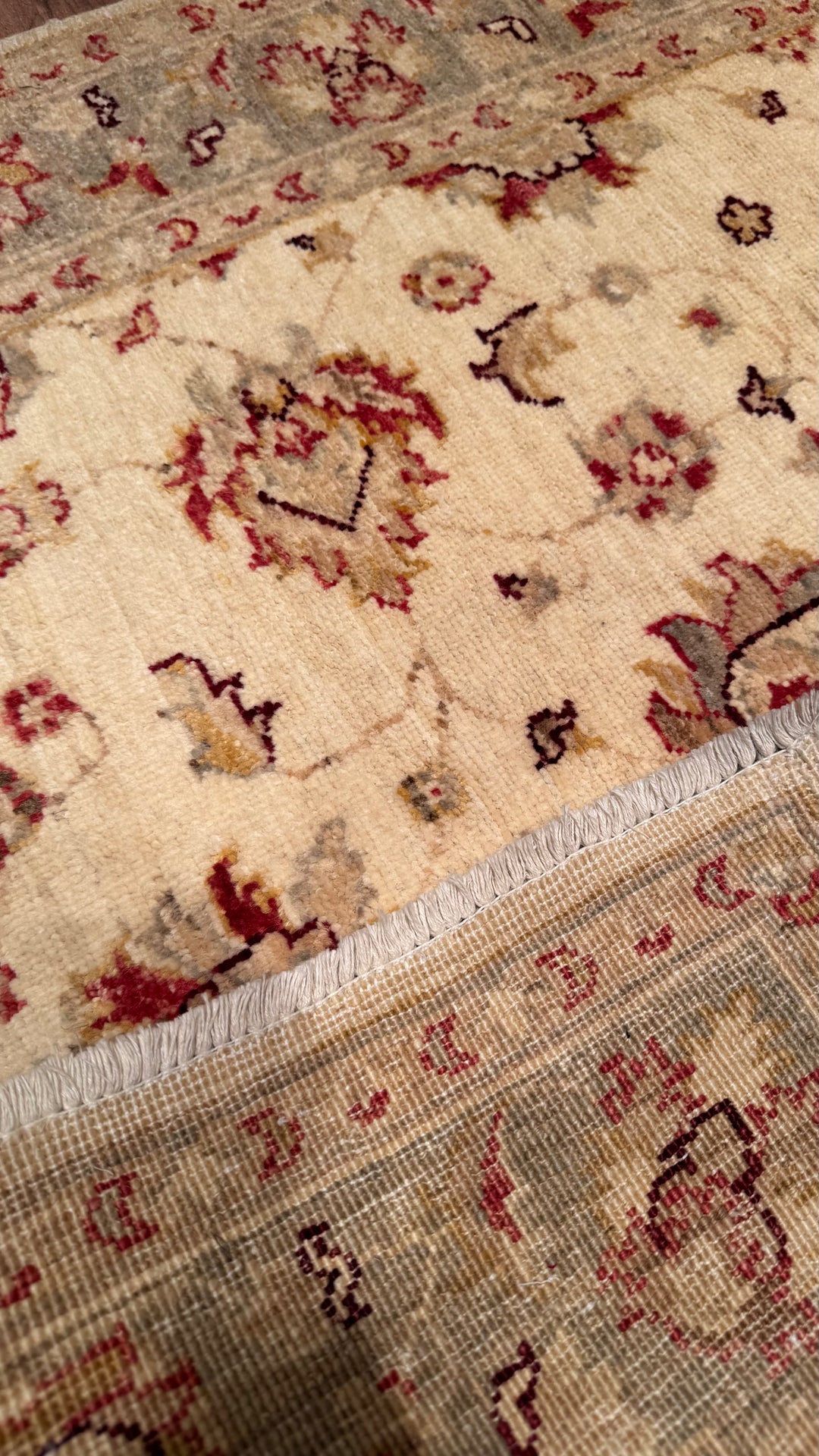 Uşak Original Hand Woven Cream Vegetable Dyed Wool Carpet 105x150 1.58 Square Meters - 3x5 ft