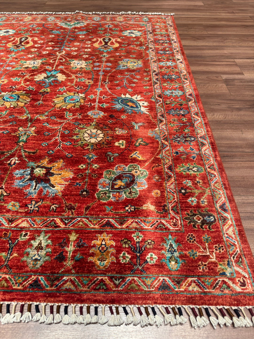 Sultani Çiçekli Orijinal El Dokuması Kırmızı Kök Boya Yün Halı 149x202 3.01 Metrekare - 5x6 ft