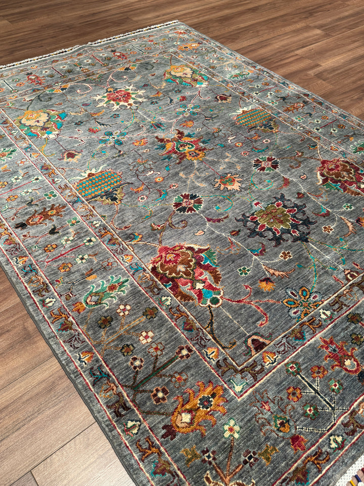 Sultani Binbirgece Orijinal El Dokuması Gri Kök Boya Yün Halı 149x202 3.01 Metrekare - 5x6 ft
