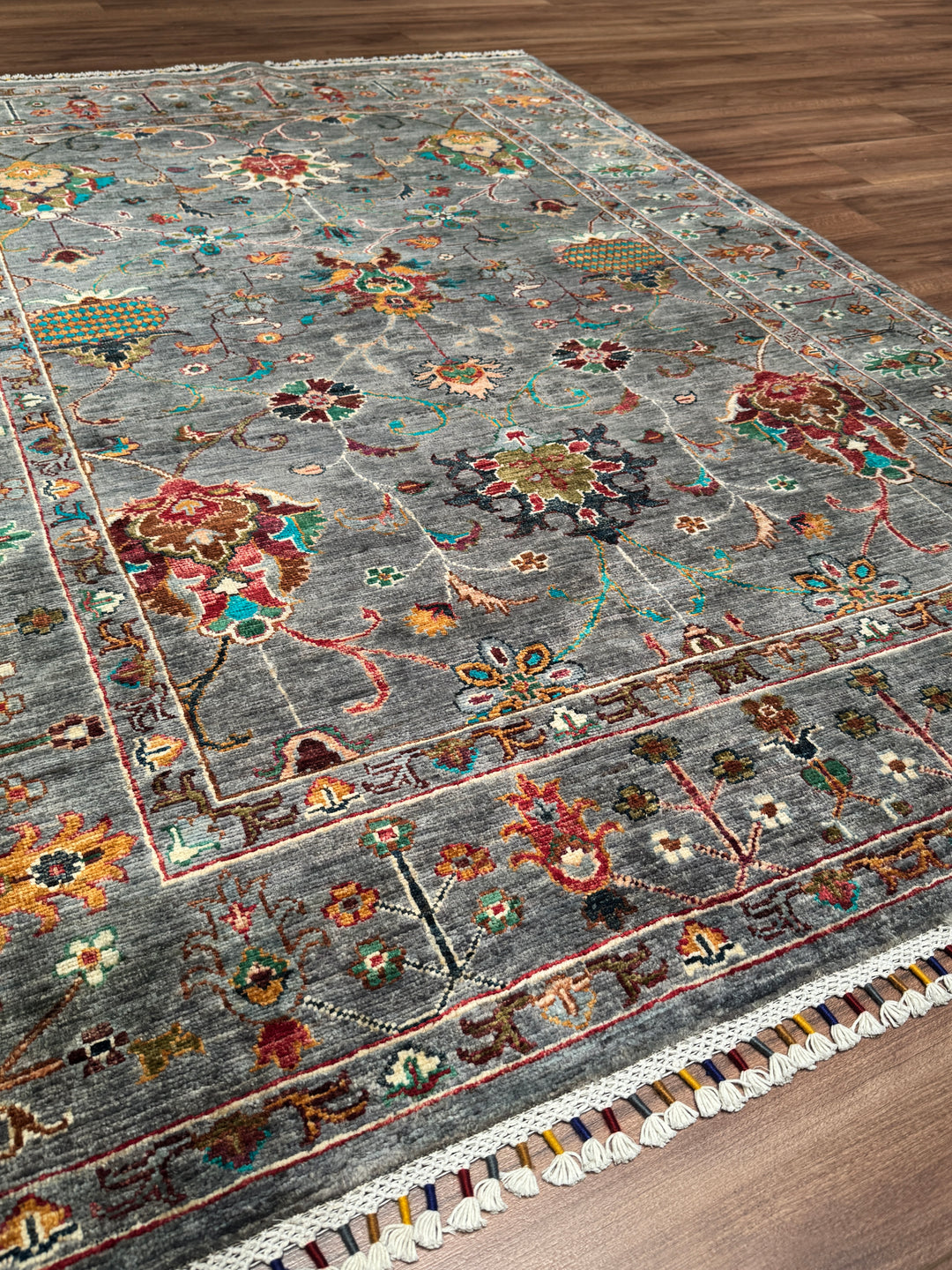 Sultani Binbirgece Orijinal El Dokuması Gri Kök Boya Yün Halı 149x202 3.01 Metrekare - 5x6 ft