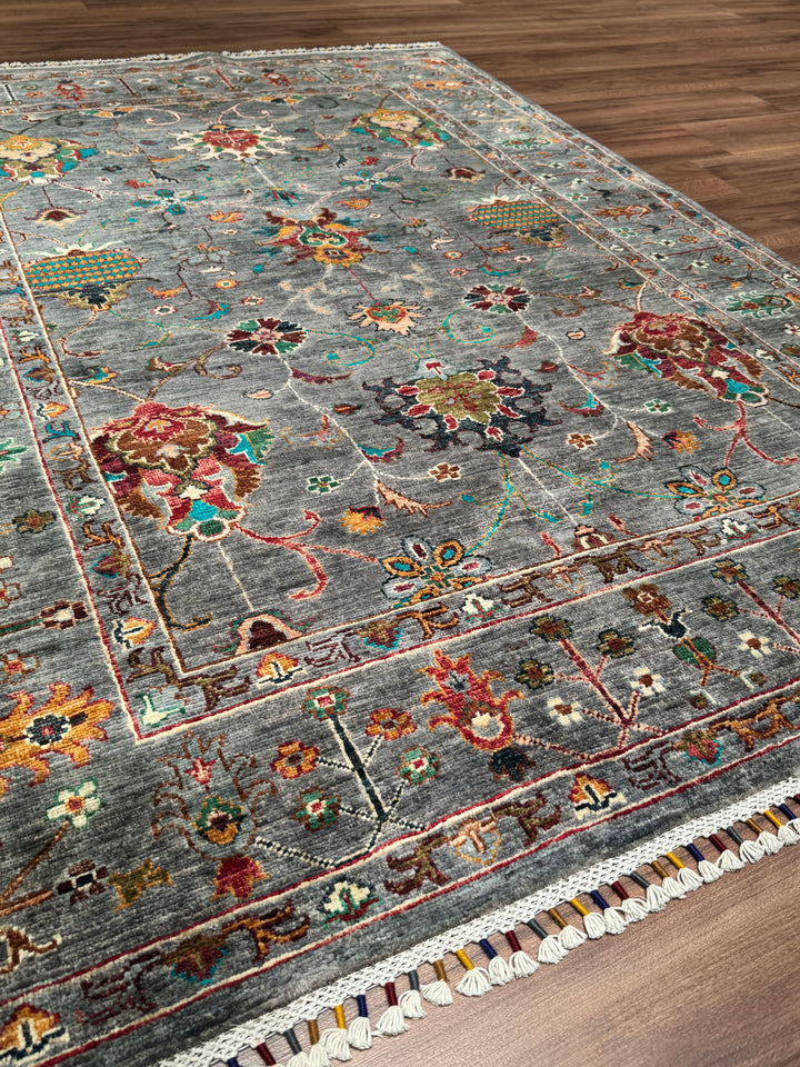 Sultani Binbirgece Orijinal El Dokuması Gri Kök Boya Yün Halı 149x202 3.01 Metrekare - 5x6 ft