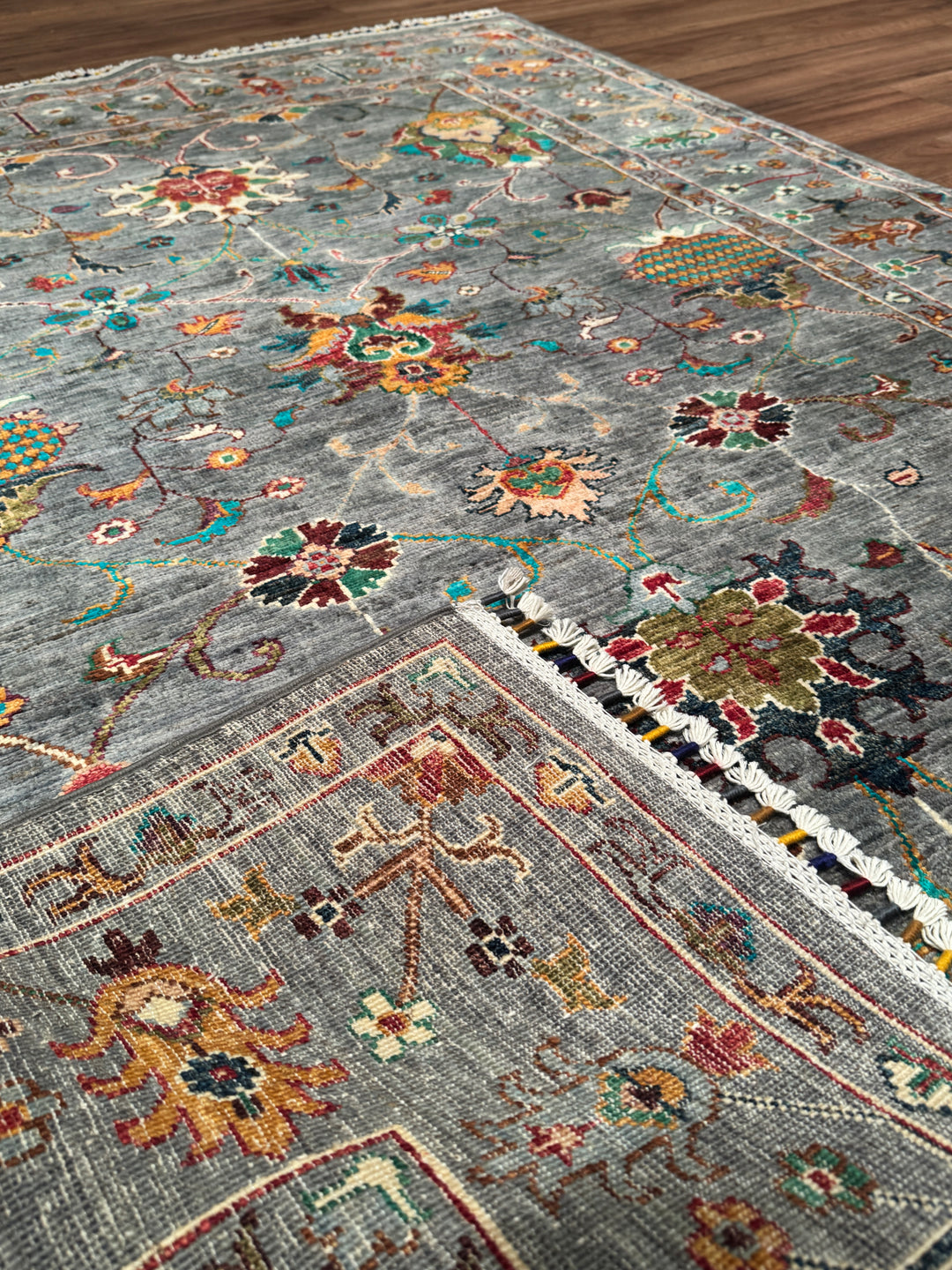 Sultani Binbirgece Orijinal El Dokuması Gri Kök Boya Yün Halı 149x202 3.01 Metrekare - 5x6 ft