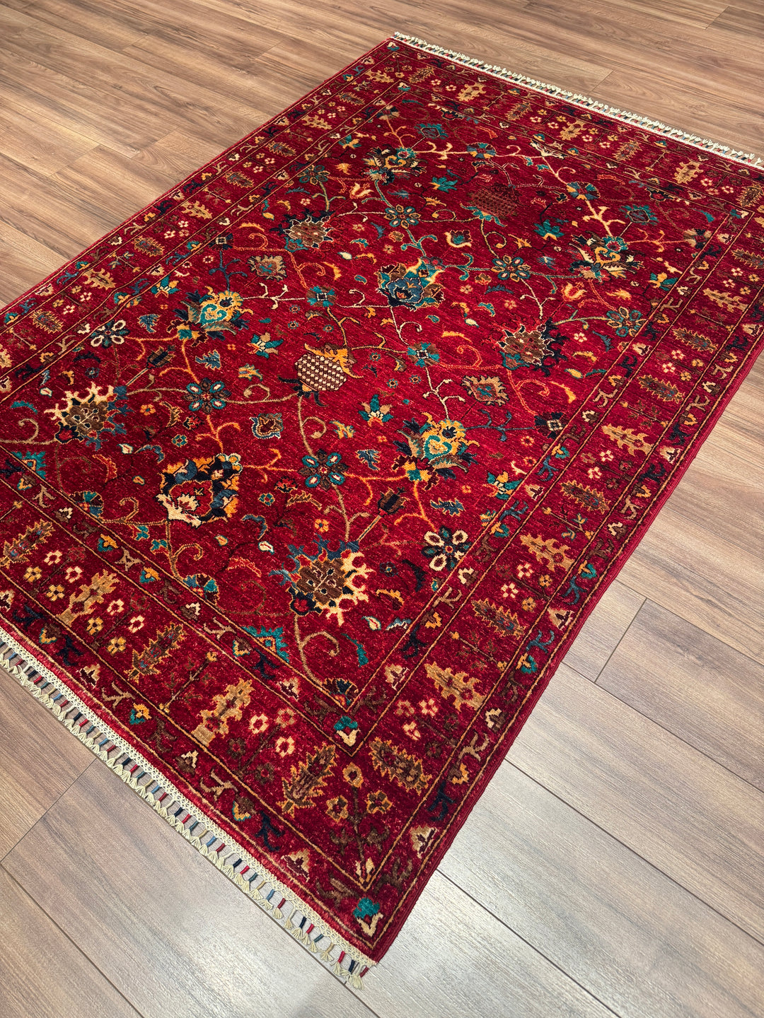 Sultani Binbirgece Orijinal El Dokuması Kırmızı Kök Boya Yün Halı 149x202 3.01 Metrekare - 5x6 ft
