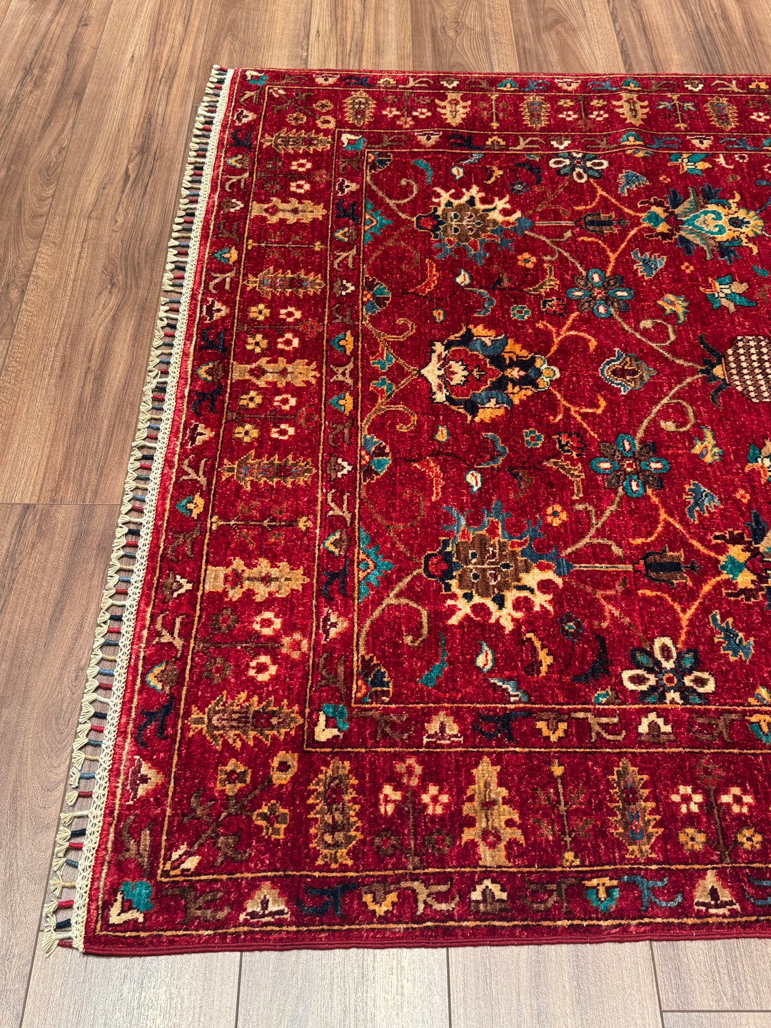 Sultani Binbirgece Orijinal El Dokuması Kırmızı Kök Boya Yün Halı 149x202 3.01 Metrekare - 5x6 ft