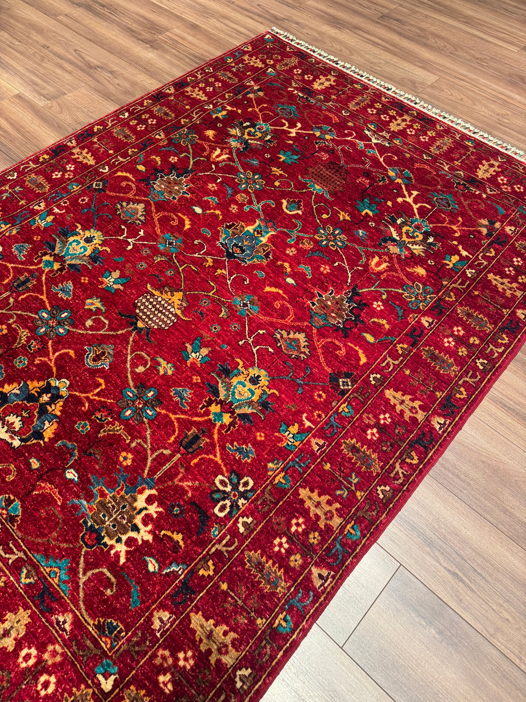 Sultani Binbirgece Orijinal El Dokuması Kırmızı Kök Boya Yün Halı 149x202 3.01 Metrekare - 5x6 ft