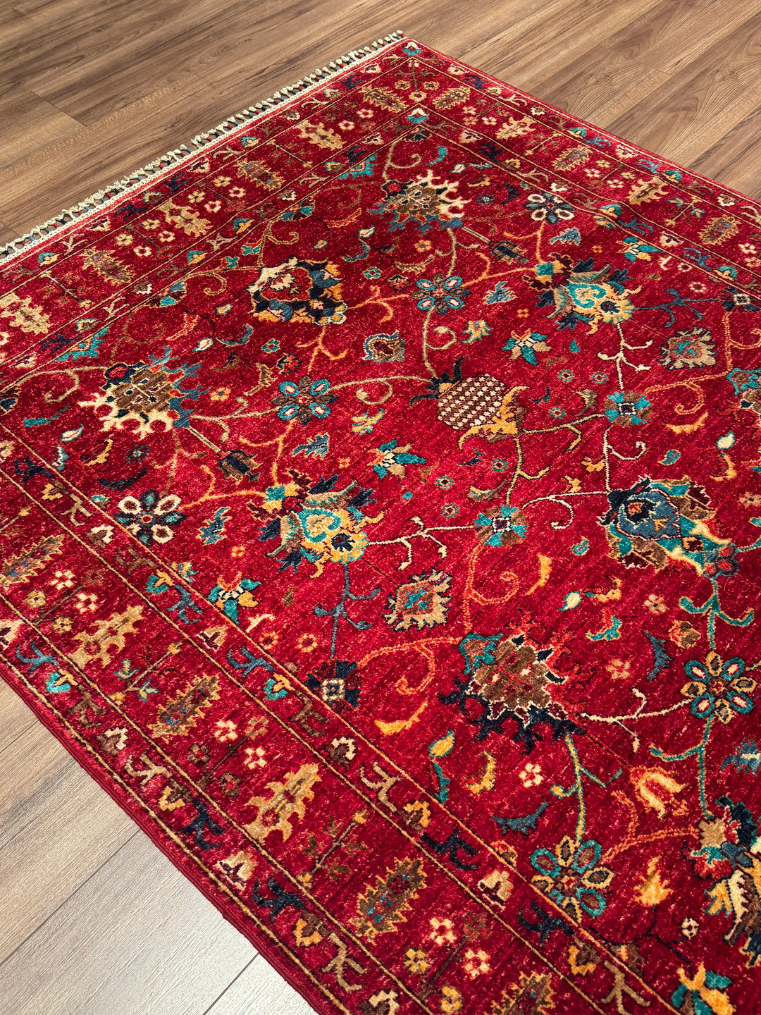 Sultani Binbirgece Orijinal El Dokuması Kırmızı Kök Boya Yün Halı 149x202 3.01 Metrekare - 5x6 ft