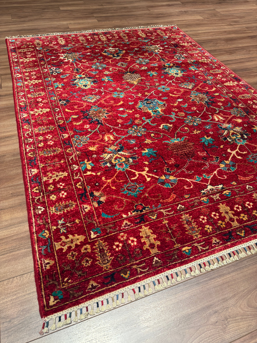 Sultani Binbirgece Orijinal El Dokuması Kırmızı Kök Boya Yün Halı 149x202 3.01 Metrekare - 5x6 ft