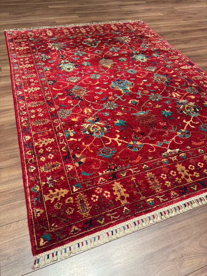 Sultani Binbirgece Orijinal El Dokuması Kırmızı Kök Boya Yün Halı 149x202 3.01 Metrekare - 5x6 ft
