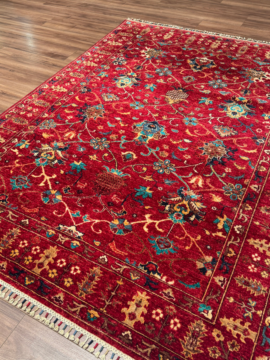 Sultani Binbirgece Orijinal El Dokuması Kırmızı Kök Boya Yün Halı 149x202 3.01 Metrekare - 5x6 ft