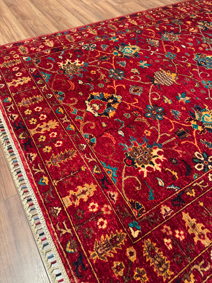 Sultani Binbirgece Orijinal El Dokuması Kırmızı Kök Boya Yün Halı 149x202 3.01 Metrekare - 5x6 ft