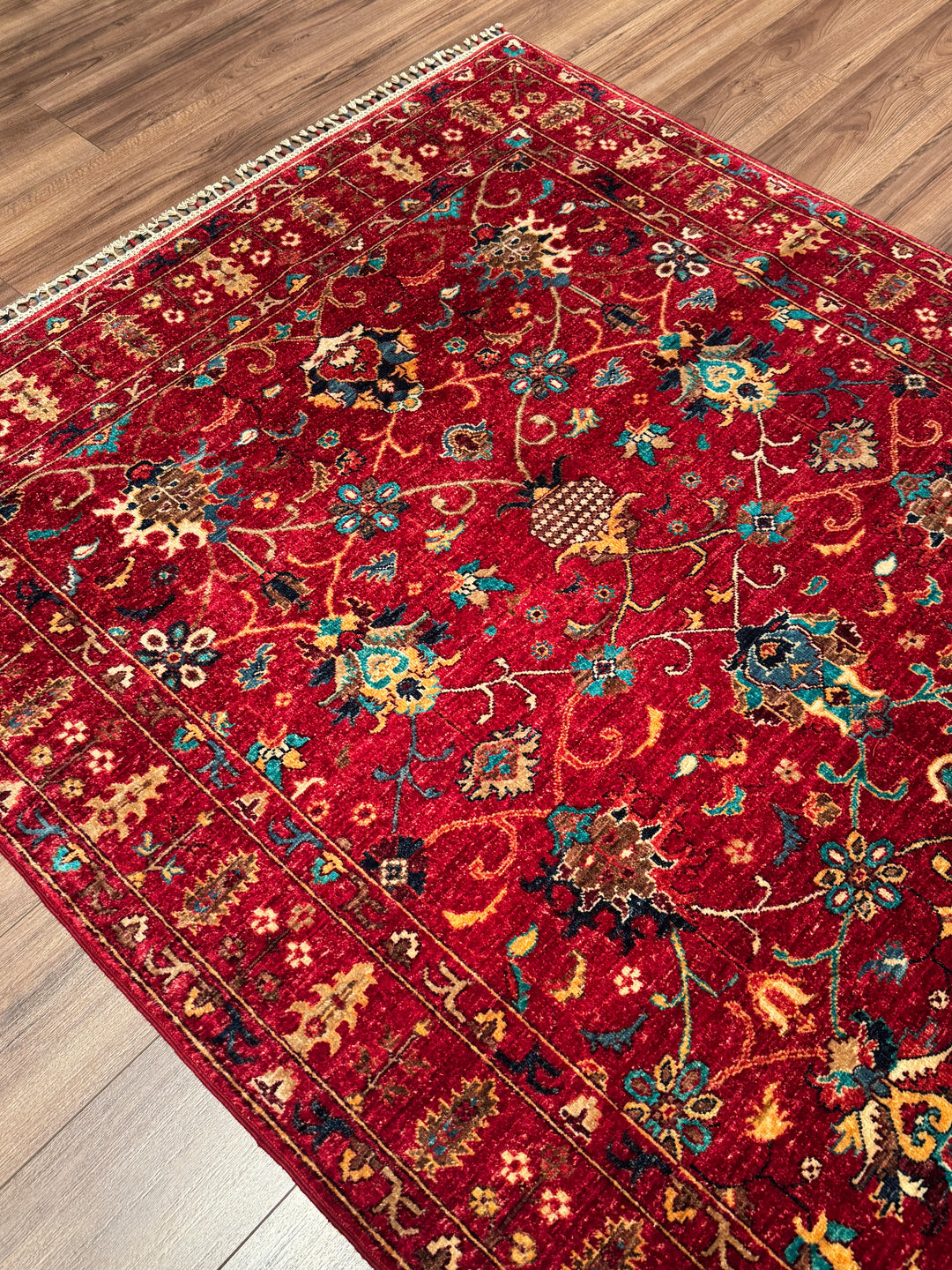 Sultani Binbirgece Orijinal El Dokuması Kırmızı Kök Boya Yün Halı 149x202 3.01 Metrekare - 5x6 ft