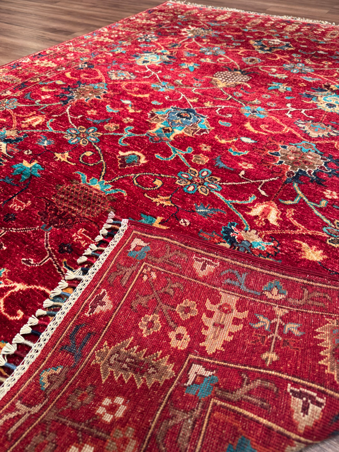 Sultani Binbirgece Orijinal El Dokuması Kırmızı Kök Boya Yün Halı 149x202 3.01 Metrekare - 5x6 ft