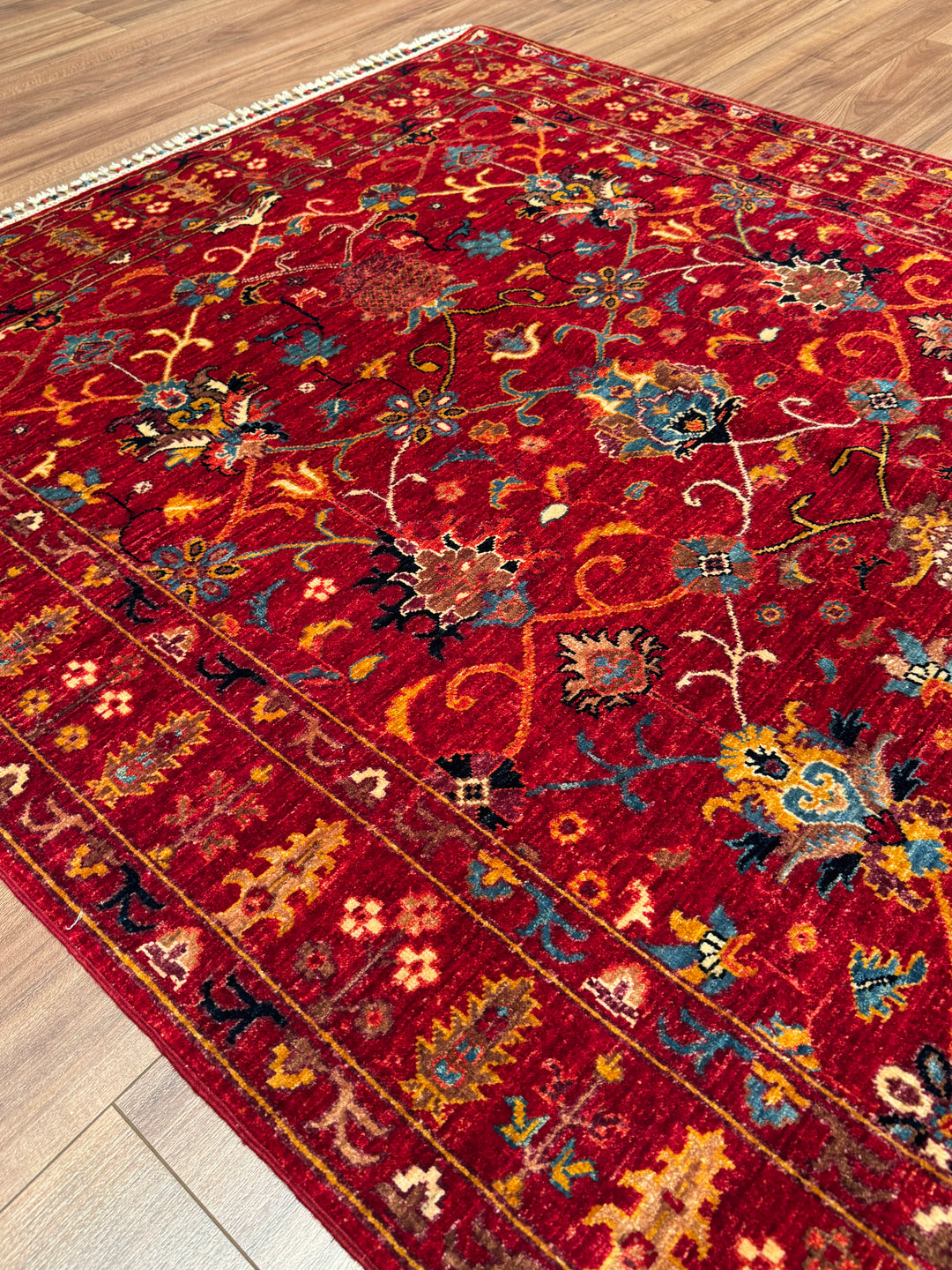 Sultani Binbirgece Orijinal El Dokuması Kırmızı Kök Boya Yün Halı 150x198 2.97 Metrekare - 5x6 ft