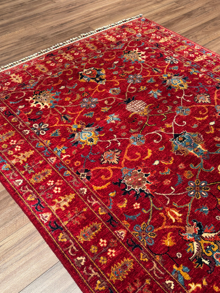 Sultani Binbirgece Orijinal El Dokuması Kırmızı Kök Boya Yün Halı 150x198 2.97 Metrekare - 5x6 ft