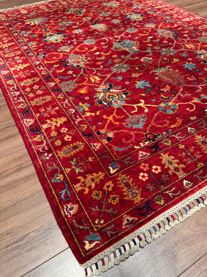 Sultani Binbirgece Orijinal El Dokuması Kırmızı Kök Boya Yün Halı 150x198 2.97 Metrekare - 5x6 ft