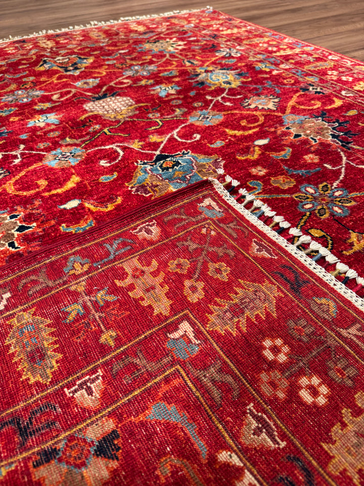 Sultani Binbirgece Orijinal El Dokuması Kırmızı Kök Boya Yün Halı 150x198 2.97 Metrekare - 5x6 ft