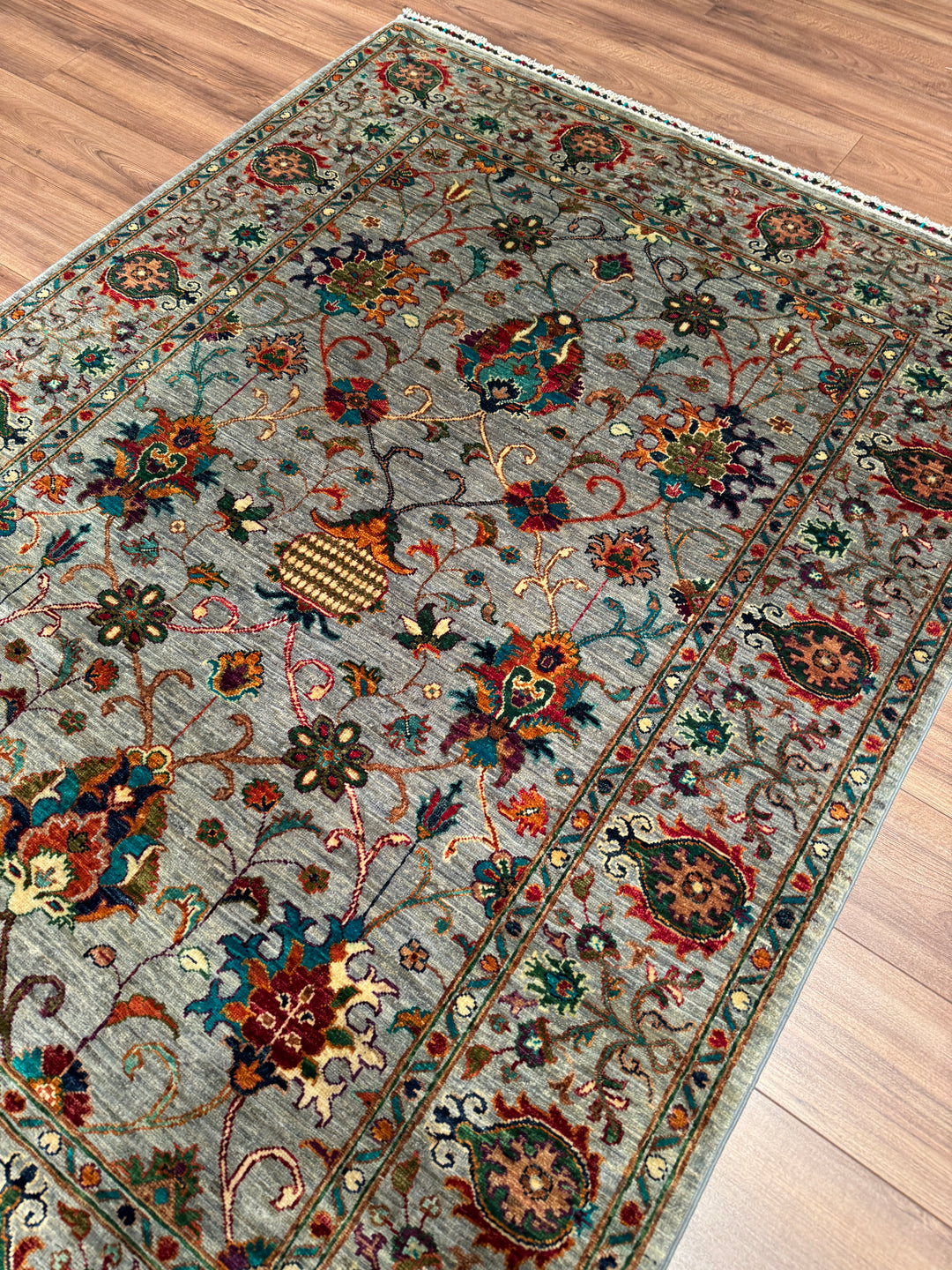Sultani Binbirgece Orijinal El Dokuması Gri Kök Boya Yün Halı 150x202 3.03 Metrekare - 5x6 ft