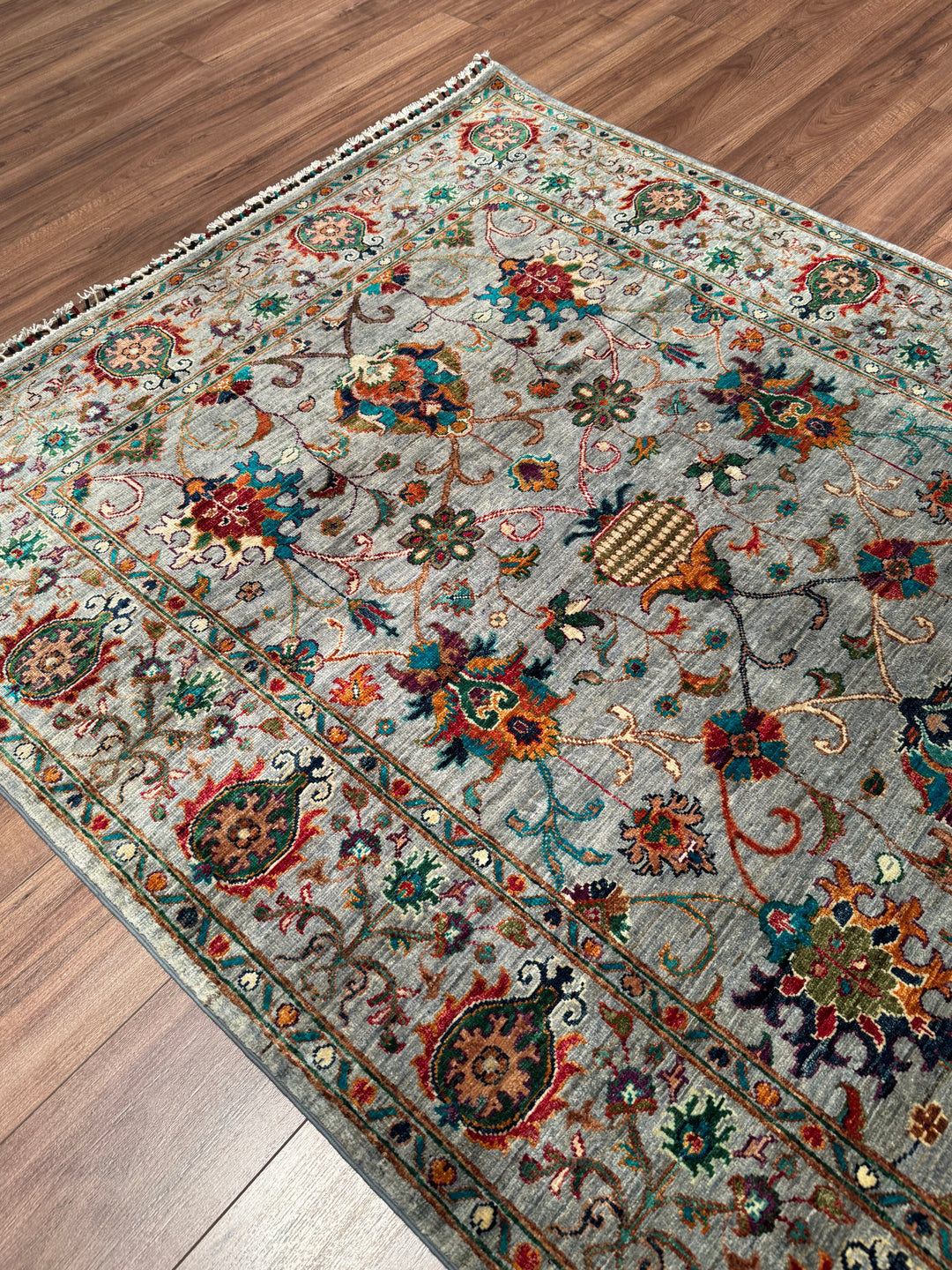 Sultani Binbirgece Orijinal El Dokuması Gri Kök Boya Yün Halı 150x202 3.03 Metrekare - 5x6 ft