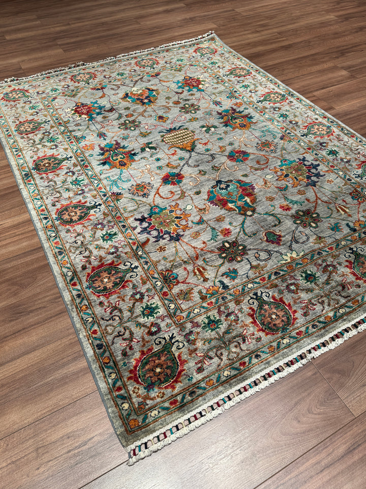 Sultani Binbirgece Orijinal El Dokuması Gri Kök Boya Yün Halı 150x202 3.03 Metrekare - 5x6 ft