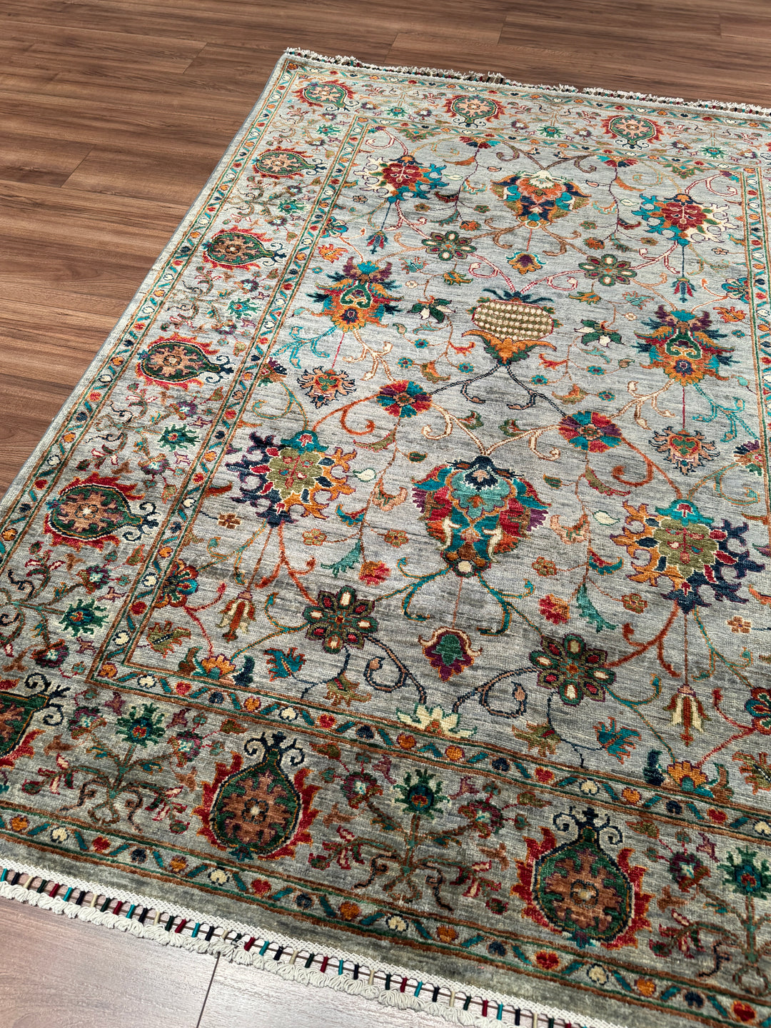 Sultani Binbirgece Orijinal El Dokuması Gri Kök Boya Yün Halı 150x202 3.03 Metrekare - 5x6 ft