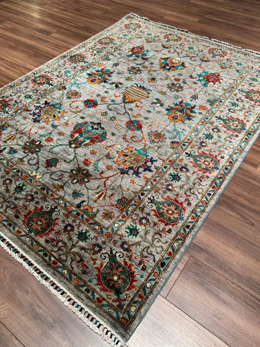 Sultani Binbirgece Orijinal El Dokuması Gri Kök Boya Yün Halı 150x202 3.03 Metrekare - 5x6 ft