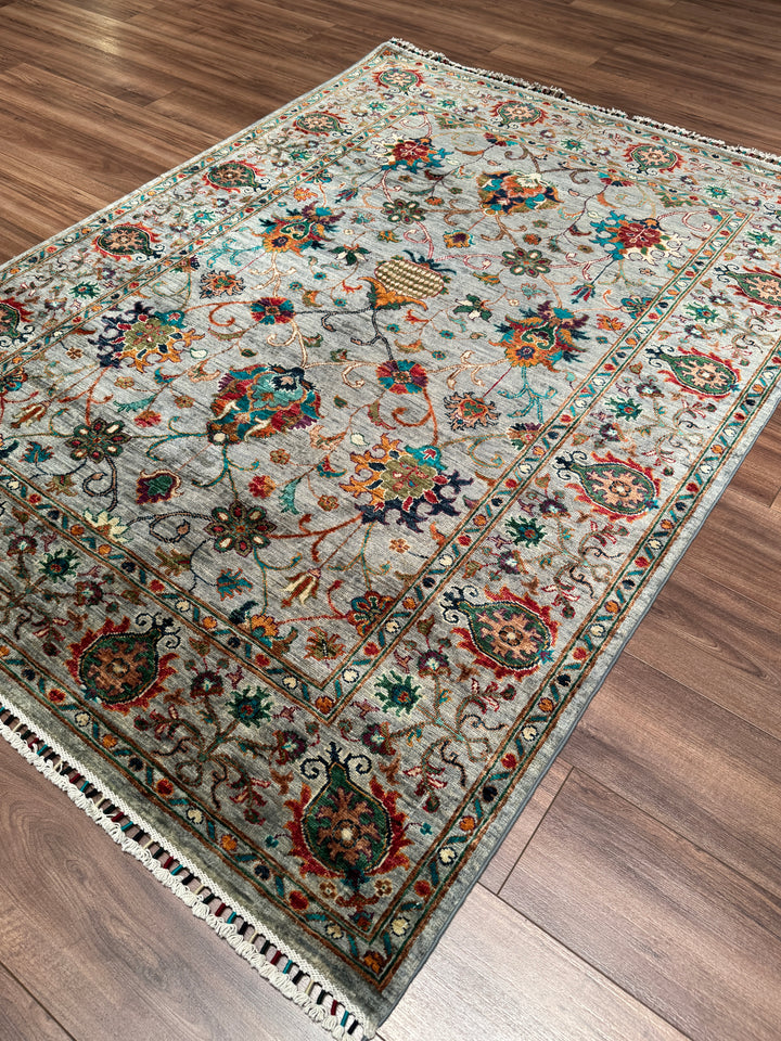 Sultani Binbirgece Orijinal El Dokuması Gri Kök Boya Yün Halı 150x202 3.03 Metrekare - 5x6 ft