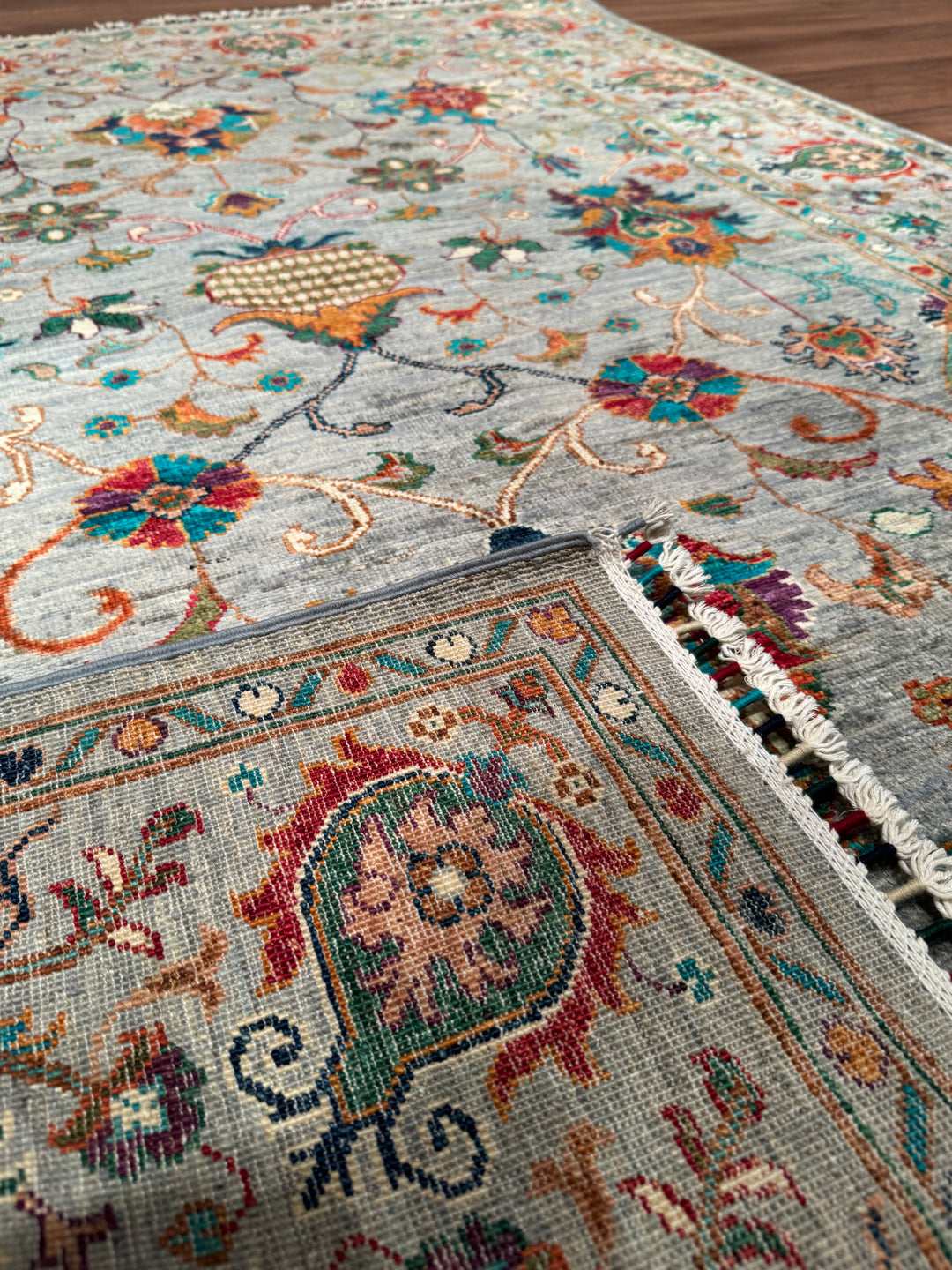 Sultani Binbirgece Orijinal El Dokuması Gri Kök Boya Yün Halı 150x202 3.03 Metrekare - 5x6 ft