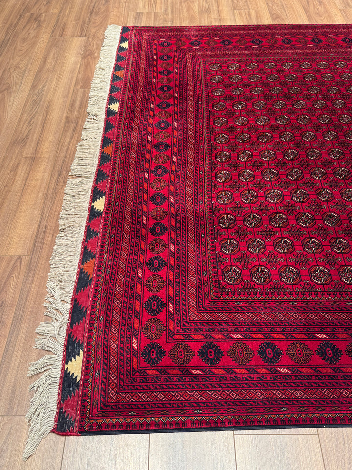 Afgan Halısı Bilcik Buhara Orijinal El Dokuması Kök Boya Yün 197x282 5.56 Metrekare - 7x10 ft