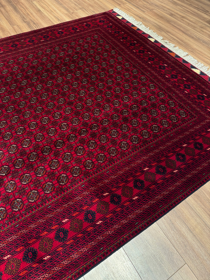 Afgan Halısı Bilcik Buhara Orijinal El Dokuması Kök Boya Yün 197x282 5.56 Metrekare - 7x10 ft