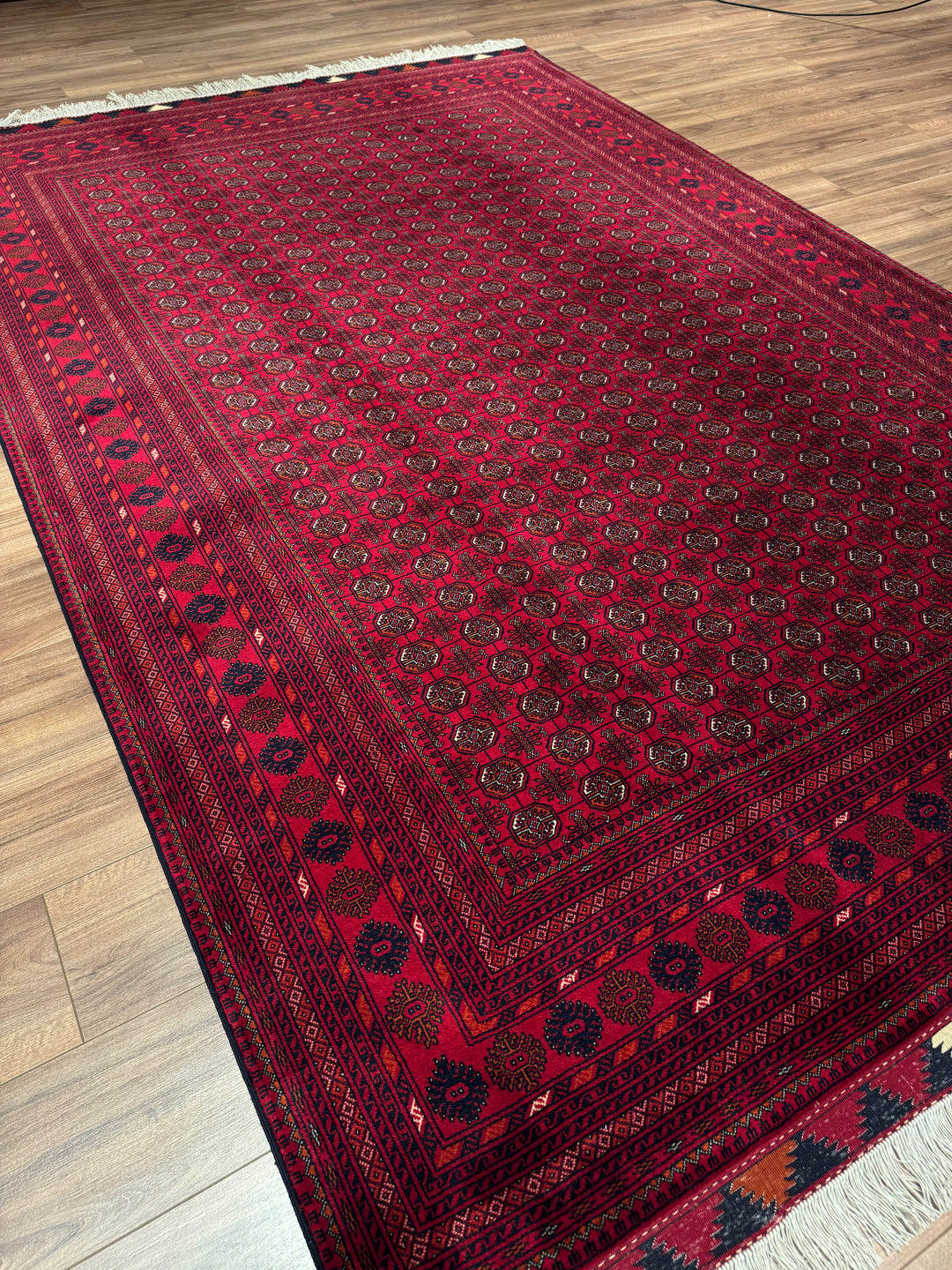 Afgan Halısı Bilcik Buhara Orijinal El Dokuması Kök Boya Yün 197x282 5.56 Metrekare - 7x10 ft
