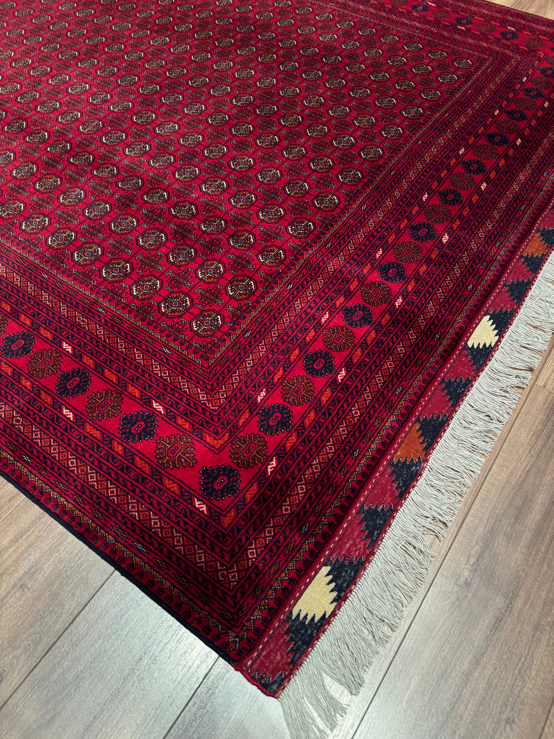 Afgan Halısı Bilcik Buhara Orijinal El Dokuması Kök Boya Yün 197x282 5.56 Metrekare - 7x10 ft