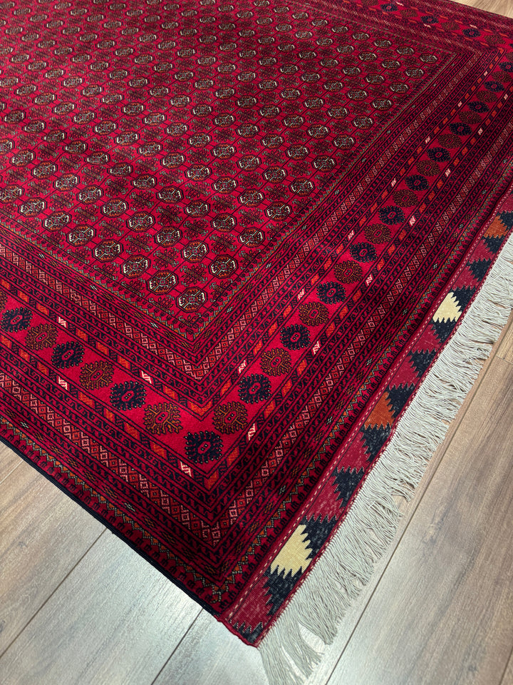 Afgan Halısı Bilcik Buhara Orijinal El Dokuması Kök Boya Yün 197x282 5.56 Metrekare - 7x10 ft