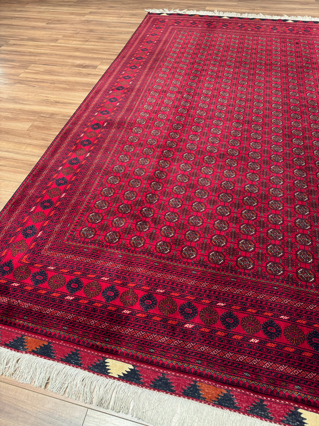 Afgan Halısı Bilcik Buhara Orijinal El Dokuması Kök Boya Yün 197x282 5.56 Metrekare - 7x10 ft
