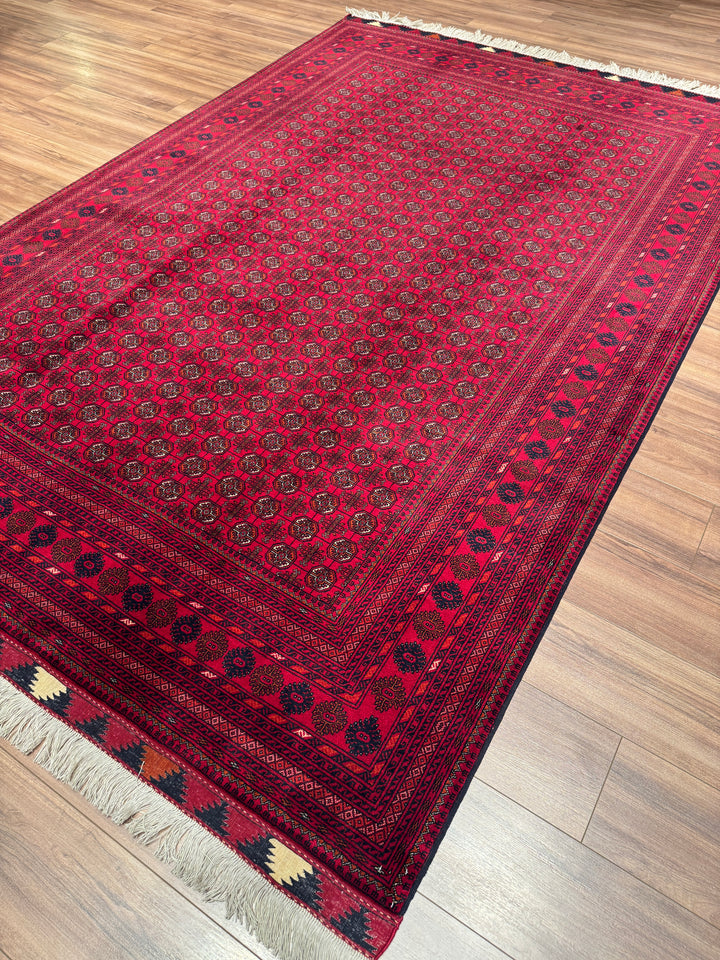 Afgan Halısı Bilcik Buhara Orijinal El Dokuması Kök Boya Yün 197x282 5.56 Metrekare - 7x10 ft