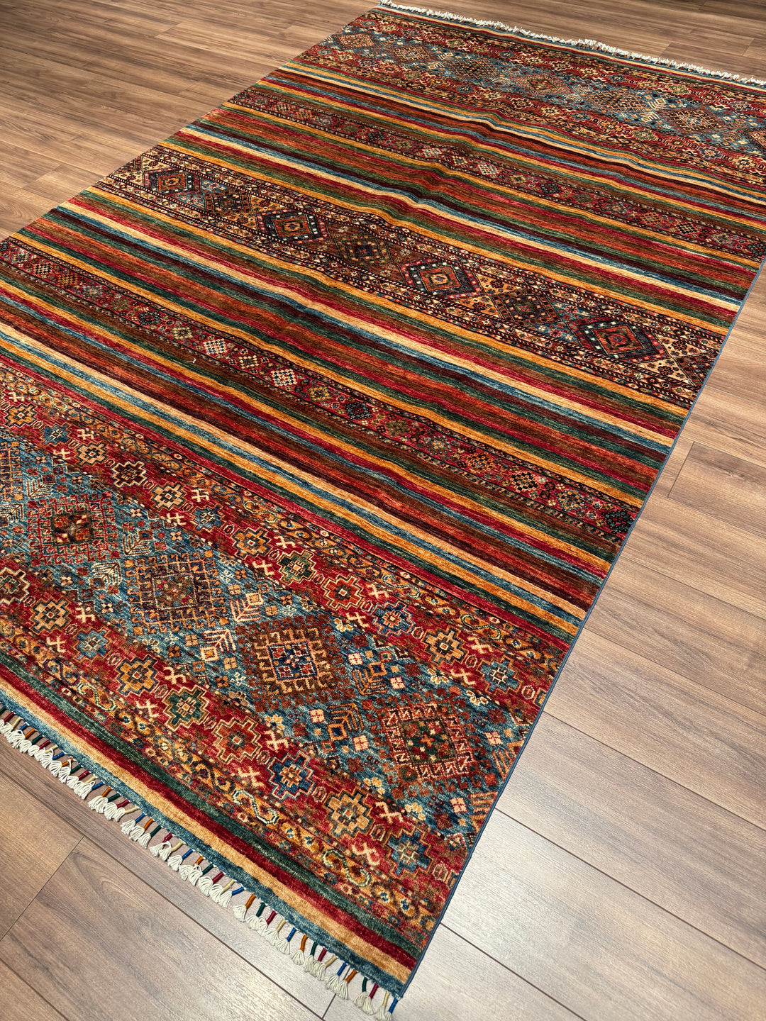 Khorjin Orijinal El Dokuması Multi Kök Boya Yün Halı 203x314 6.37 Metrekare - 7x10 ft