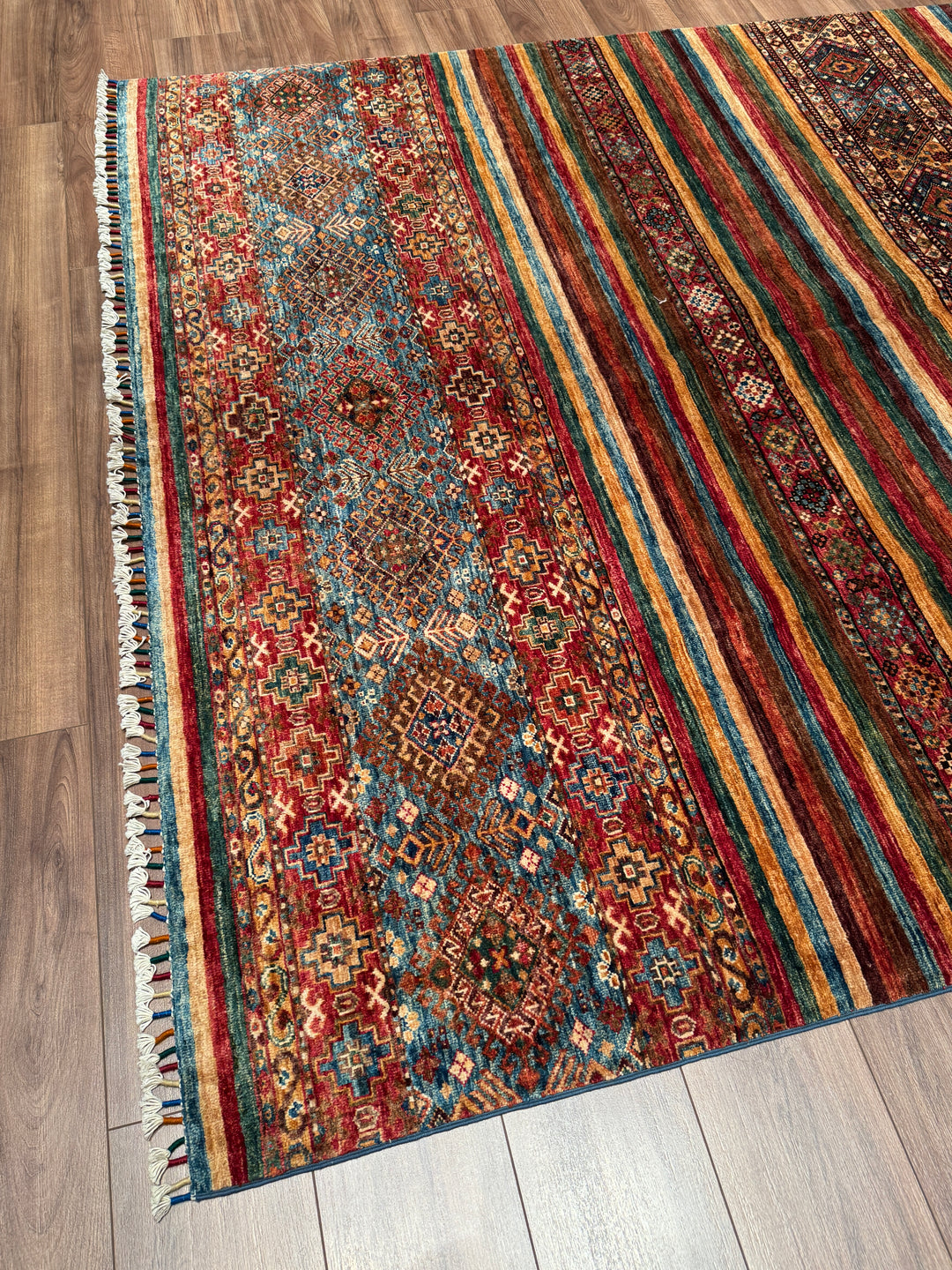 Khorjin Orijinal El Dokuması Multi Kök Boya Yün Halı 203x314 6.37 Metrekare - 7x10 ft