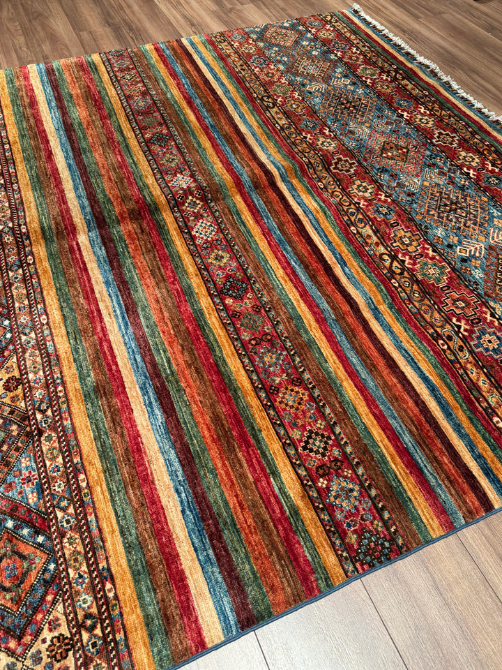 Khorjin Orijinal El Dokuması Multi Kök Boya Yün Halı 203x314 6.37 Metrekare - 7x10 ft